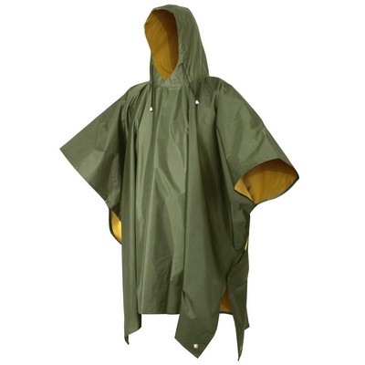 Reversible Olive Drab/Yellow PVC Rain Poncho