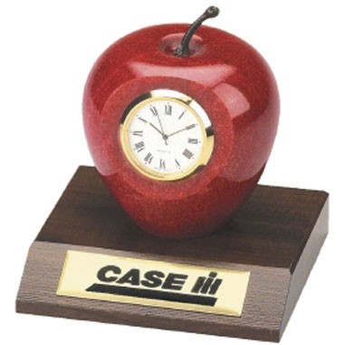 Genuine Marble Apple Award w/ Clock and Base