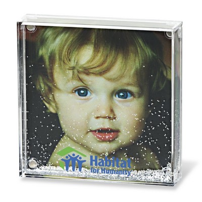 Acrylic Square Photo Frame Block with Water & Glitters