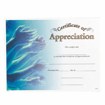 Certificate of Appreciation Award