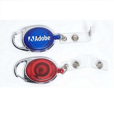 Oval Retractable Badge Reel w/Metal Carabiner Clip (30 Days Production)