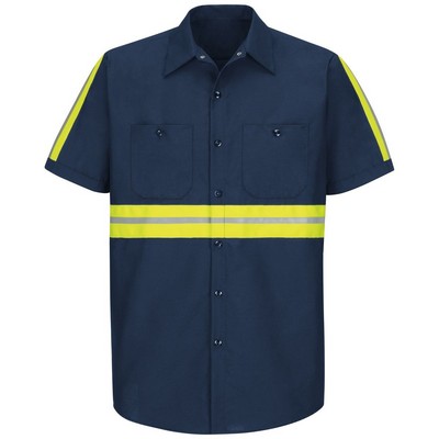 Red Kap® Navy Blue Enhanced Visibility Industrial Short Sleeve Work Shirt