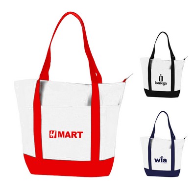 Poly Multi Pocket Zipper Tote Bag