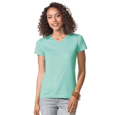 LAT™ Ladies' Modern Fit V-Neck Short Sleeve Fine Jersey T-Shirt