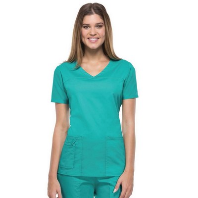 Cherokee® Core Stretch Twill V-Neck Top w/Crossover Front Yoke