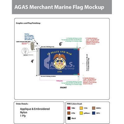 Merchant Marine Deluxe Flags 4x6 foot