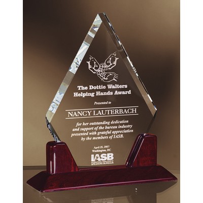 Triangular Reverse Bevel Crystal Award with Piano finish base