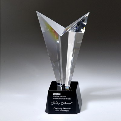 11" Victory Crystal Award with Black Base