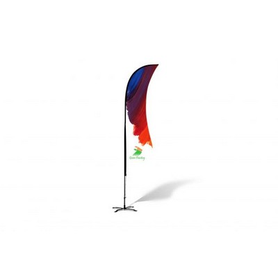 17ft Single-Sided Angled Feather Flag Banner w Full color Digital Print and Ground Stake Stand