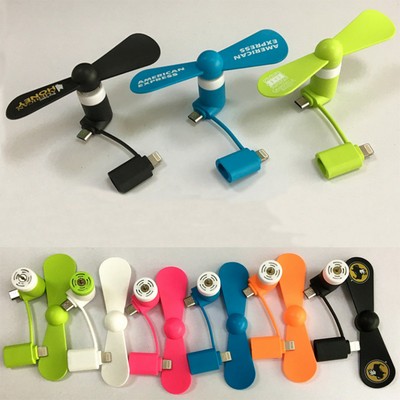 2 In 1 USB Micro Phone Fan For Cell Phone