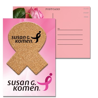 Post Card with Awareness Ribbon Cork Coaster