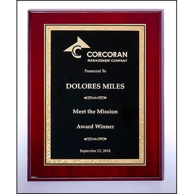 Airflyte® Rosewood High Lustr™ Plaque w/Black Center & Gold Florentine Border (8"x 10")