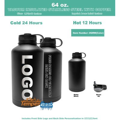 64 Oz. Vacuum Insulated Stainless Steel Bottle