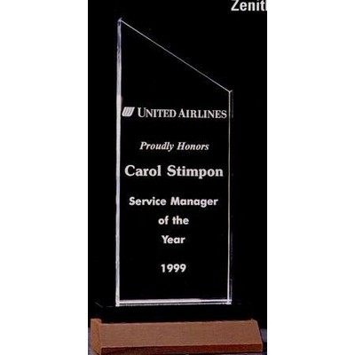 Zenith Series Clear Acrylic Award on Solid Walnut Base (4 1/4"x7 1/4")