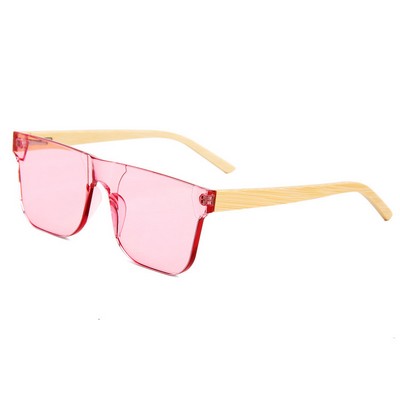 Bamboo Sunglasses - Pink Lenses