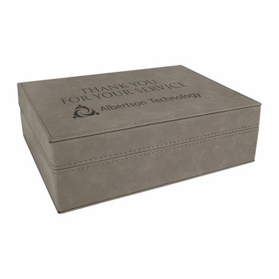 8" x 6 3/8" Gray Leatherette Premium Gift Box