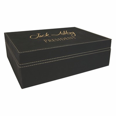 10 1/4" x 7 1/2" Black/Gold Leatherette Premium Gift Box