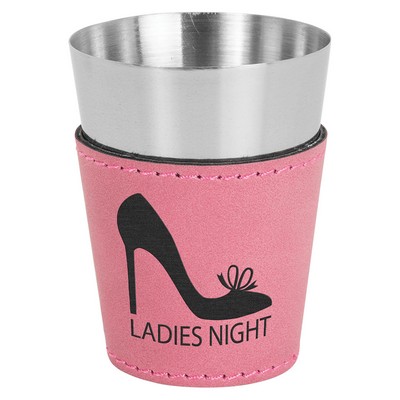 2oz. Pink Leatherette & Stainless Steel Shot Glass