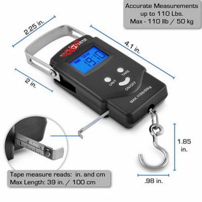 110lb/50kg Electronic Balance Digital Fishing Postal Hanging Hook Scale with Measuring Tape