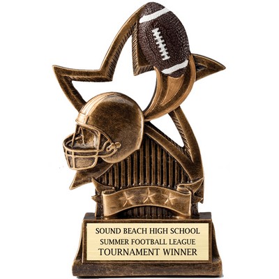 6" Football Sweeping Star Resin Trophy