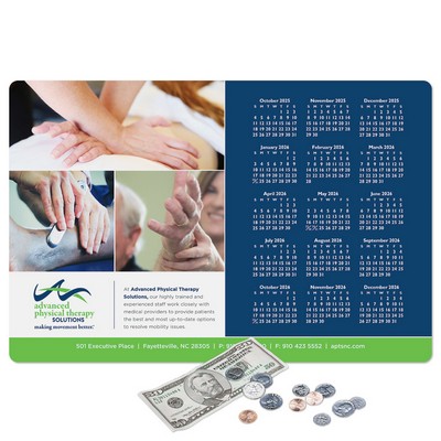 Vynex® Peel&Place® Ultra Thin removable/repositionable Calendar Counter Mat-12"x18"x.015"