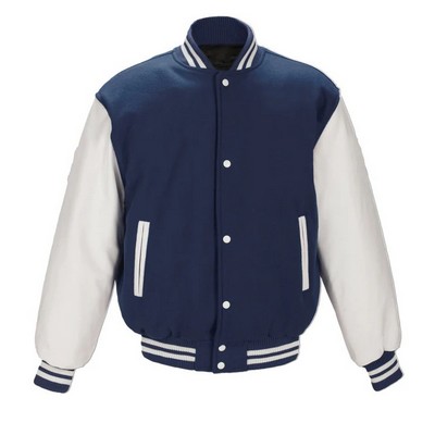 Melton Men's Custom Leather Varsity Jacket w/Set-In Sleeve