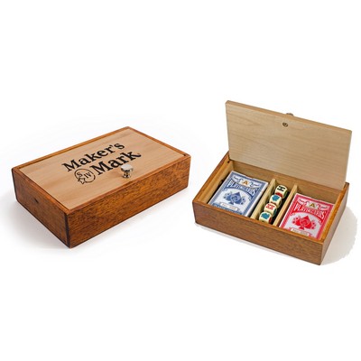 Aces & Spades Wood Card & Poker Dice Box