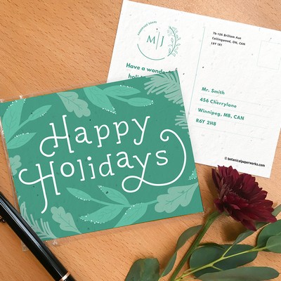 Gorgeous Greenery Plantable Holiday Postcards