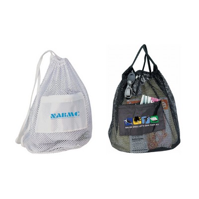 Beach Mesh Drawstring With Zipper Front Pocket