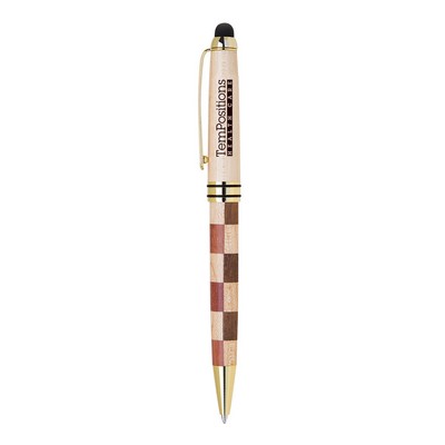 ECO-Friendly Mable/Checkered Design wooden stylus and ballpoint pen