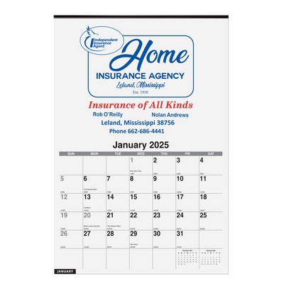 Monthly Wall Calendar w/1 Image (12¼"x18½) (2 Color Imprint)