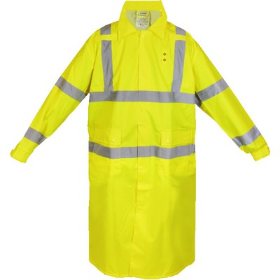 ANSI Class 3 Hi-Vis Polyester/PU Rain Coat