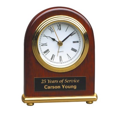 4" x 5" Rosewood Piano Finish Arch Desk Clock