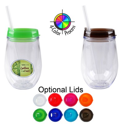 10 Oz. Bev2Go - Acrylic Double Wall Tumbler with Black Lid (4 Color Process)