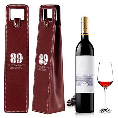 Resuable Leather Wine Tote Bag