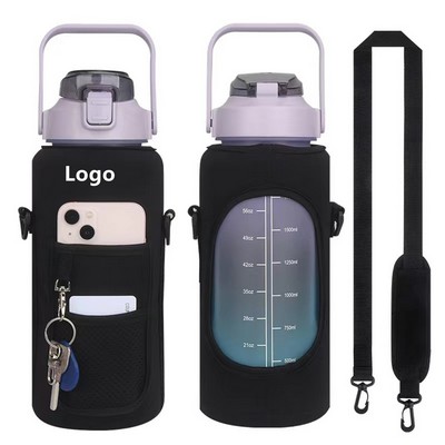 Half Gallon Water Bottle Sleeve Carrier Bag Holder with Shoulder Strap 64 oz