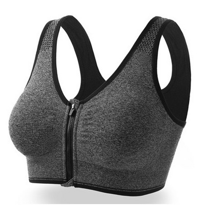 Athletic Woman Front Zip Sports Bra