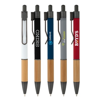 Soft Touch Bamboo Grip Ballpoint Pen