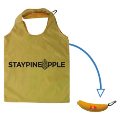 18" Banana Shape Foldable Nylon Tote with Carabiner