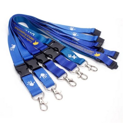 1/2 x 36 Polyester Silkscreen Lanyard with Safety Breakaway and Buckle Release