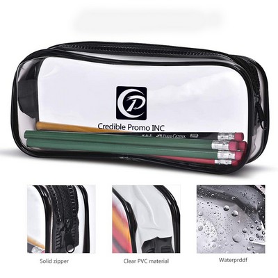 Clear PVC Zipper Pen Pencil Case Big Capacity Makeup Pouch