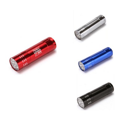 9 LED Colored Aluminum Flashlight w/Strap