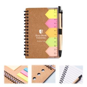 Eco Spiral Notebook W/Sticky Notes and Flags & Pen