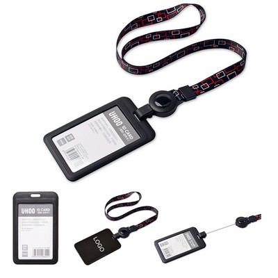 ID Badge Holder with Lanyard Vertical Retractable