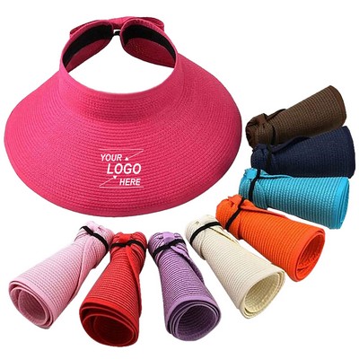 Women's Foldable Wide Brim Straw Sun Visor