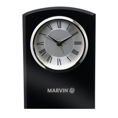 Self-Standing Black Glass Desk Clock