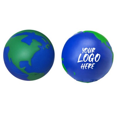 Custom Printed 2.5" Earth Shaped Stress Balls