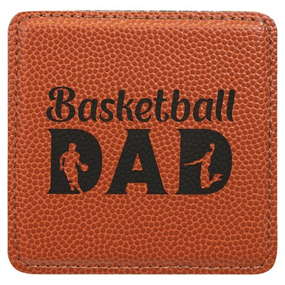 4" x 4" Square Basketball Leatherette Coaster