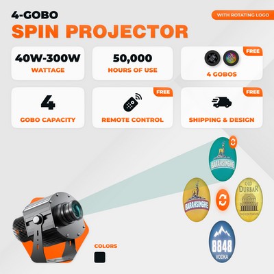 9.4" x 7.8" x 4.2" - 4-PATTERN OUTOOR GOBO PROJECTOR 50W