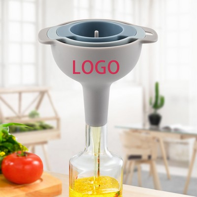 Set of 4 Food Grade Funnels With Detachable Strainer Filter